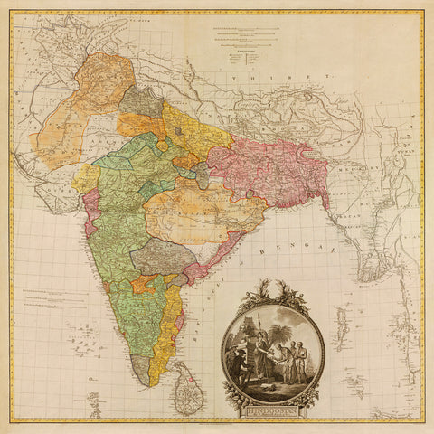 India, 1782, Hindoostan, Hindustan, Antique Map