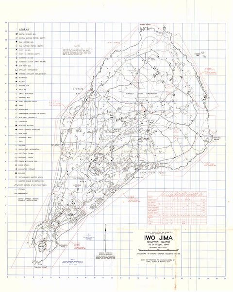 Iwo Jima, 1944, Sulphur Island, WWII Map