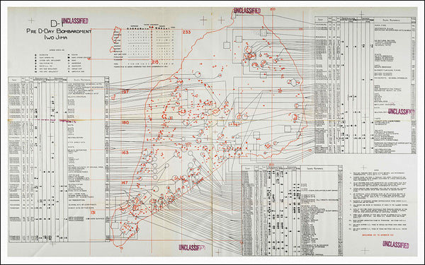 Iwo Jima, 1945, Naval Gunnery Plan, WWII Map