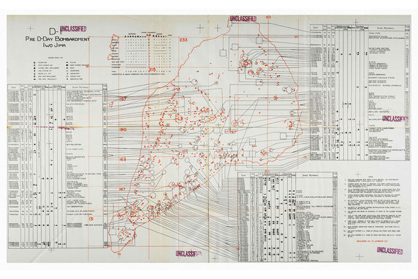 Iwo Jima, 1945, Naval Gunnery Plan, WWII Map