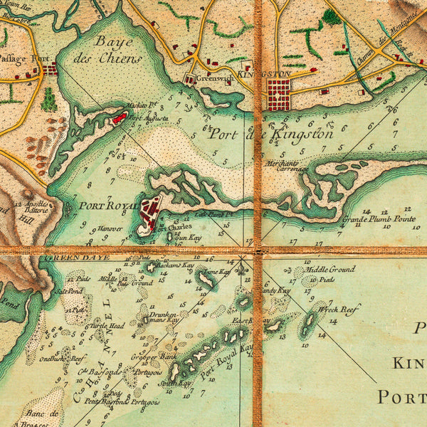 Caribbean, 1778, Jamaica, La Jamaique, Kingston, Port Royal, Old Map