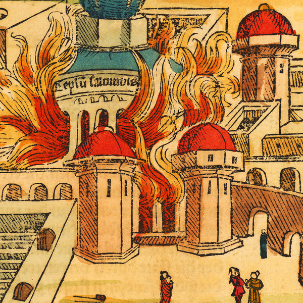 Jerusalem, 1493, Nuremberg Chronicle, Liber Chronicarum, Antique Map, Framed