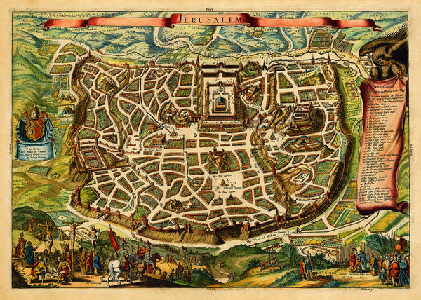 Jerusalem in Biblical Times, English Edition, Antique Map