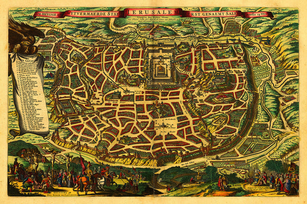 Jerusalem in Biblical Times, Visscher, 1643, Antique Map
