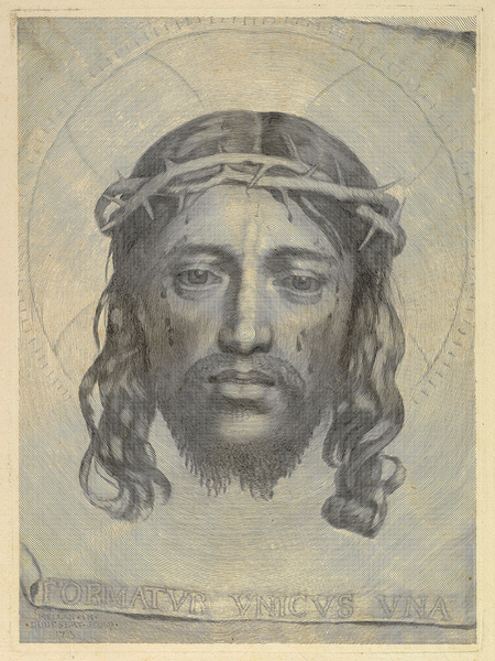 Face of Jesus, Veil of Veronica, 1649, Mellan, Engraving, Art Print, Framed