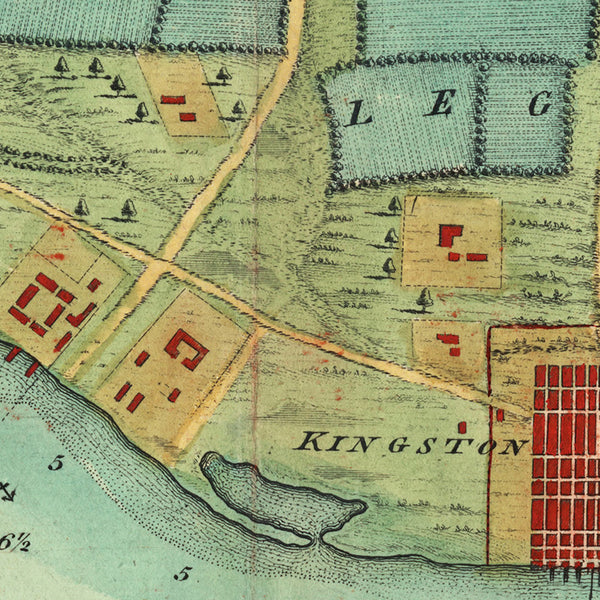 Caribbean, 1756, Kingston, Port Royal, Jamaica, Antique Map