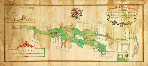 New York, 1740, Lake Champlain, French & Indian War Map