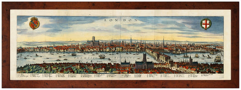 London, 1600s, Panoramic View, Framed