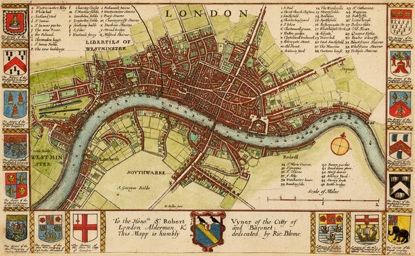 London, 1667, City Plan pre-1666, Hollar, Blome