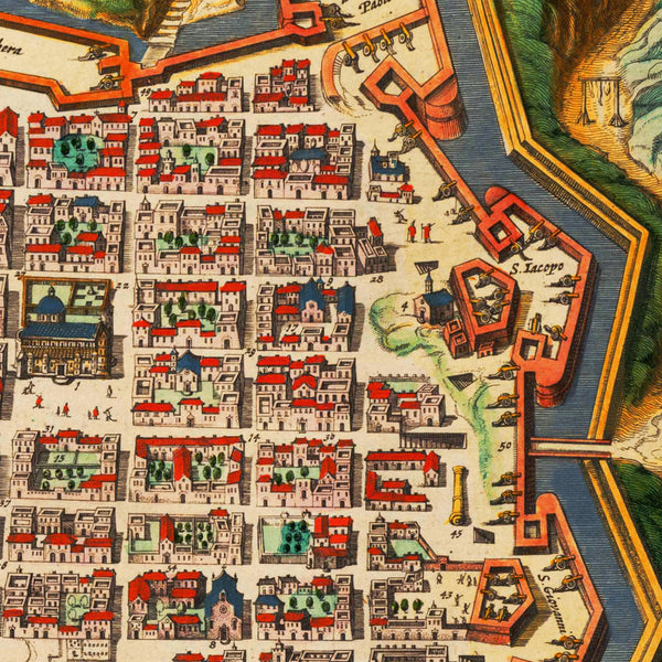 Malta, 1663, Valletta Citta & Fortezza, Blaeu, Old Map