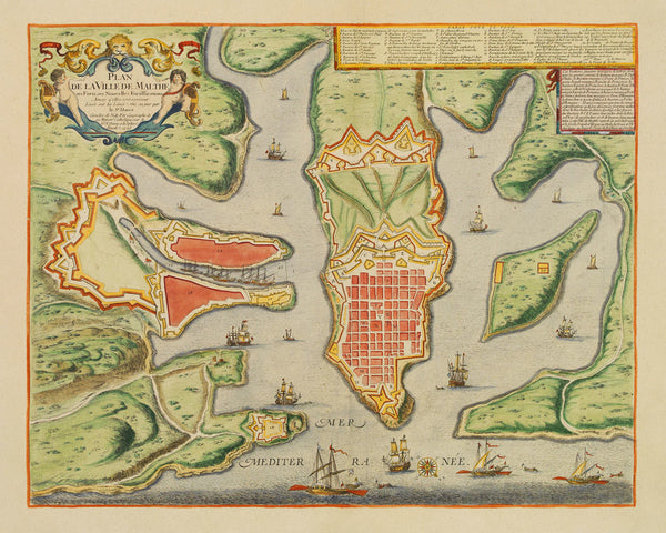 Malta, 1723, Plan de la Ville, Valletta & Harbour, de Fer, Danet, Old Map (I)