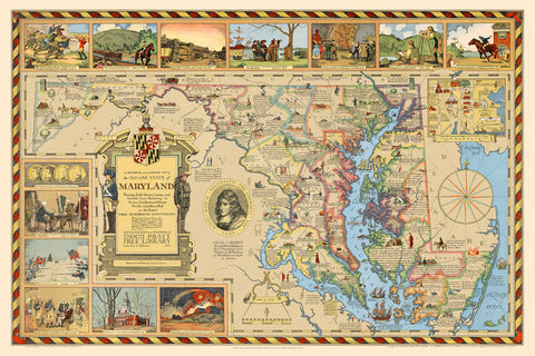 Maryland, 1631–1931, Pictorial Historical & Literary Map