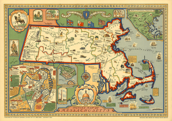 Massachusetts, 1630–1930, Pictorial Historical Map