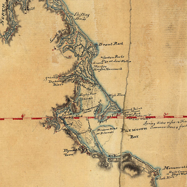 Massachusetts, 1775, Cape Cod, Nantucket, Martha’s Vineyard, Manuscript Map