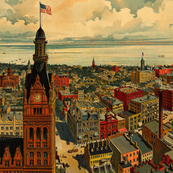 Milwaukee, 1898, Panoramic Bird’s Eye View, Framed
