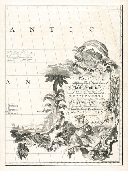 North America, 1755, Mitchell Map, 8-Sheet Large Wall Map