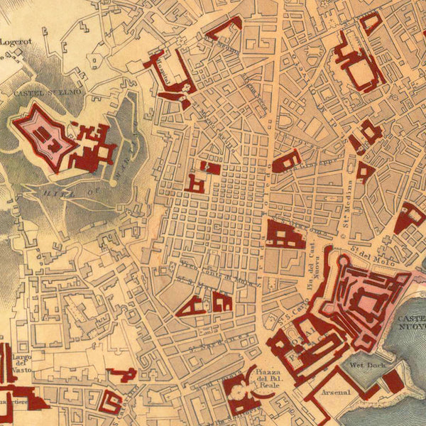 Naples, 1835, Napoli, S.D.U.K. Antique Map