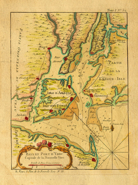 New York, 1764, French & Indian War Era, Bellin Map