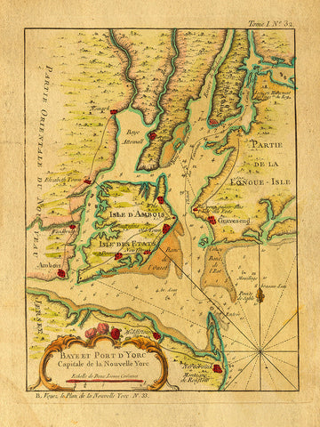 New York, 1764, French & Indian War Era, Bellin Map