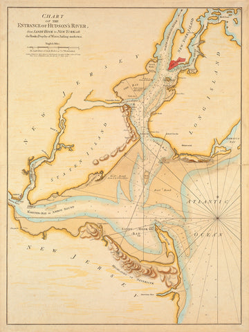 New York, 1776, Hudson River, Sandy Hook, New Jersey, Revolutionary Era Map