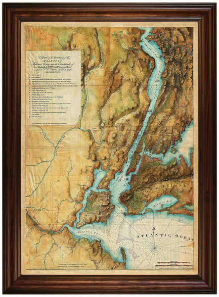 New York, 1777, British Army, Fleet, Howe, 1776-77, Des Barres, Framed Revolutionary War Map