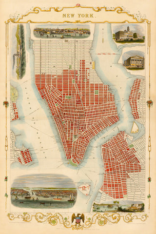 New York, 1851, John Tallis, 19th-Century City Plan