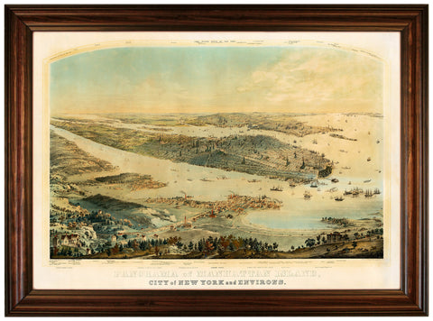 New York, 1854, Manhattan, Panoramaic View, Framed