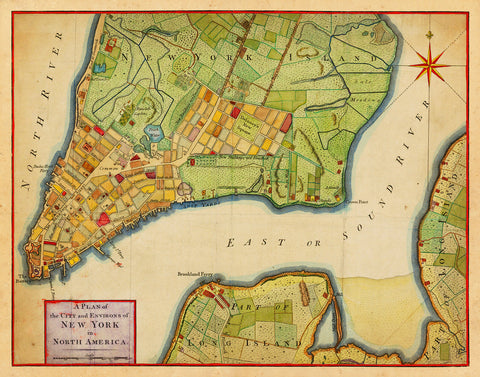 New York, 1776, City Plan, Revolutionary Era Map