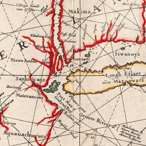 New Netherland, 1656, Nieu Nederlandt, Colom, Sea Chart