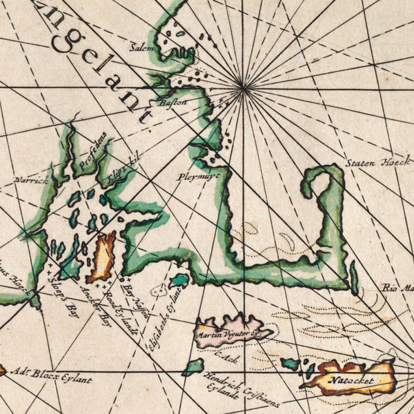 New Netherland, 1656, Nieu Nederlandt, Colom, Sea Chart