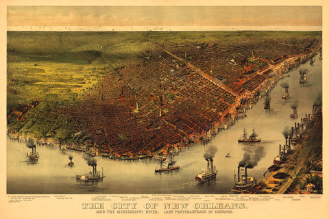 New Orleans, 1885, Bird’s Eye View