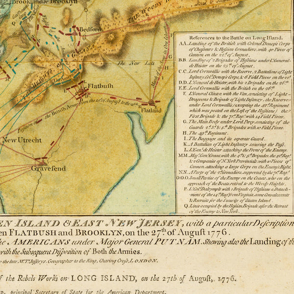 New York, 1776, Battle of Long Island, Capture of New York, Revolutionary War Map