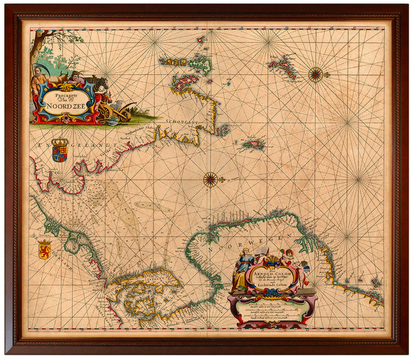North Sea, 1655, Sea Chart, Framed