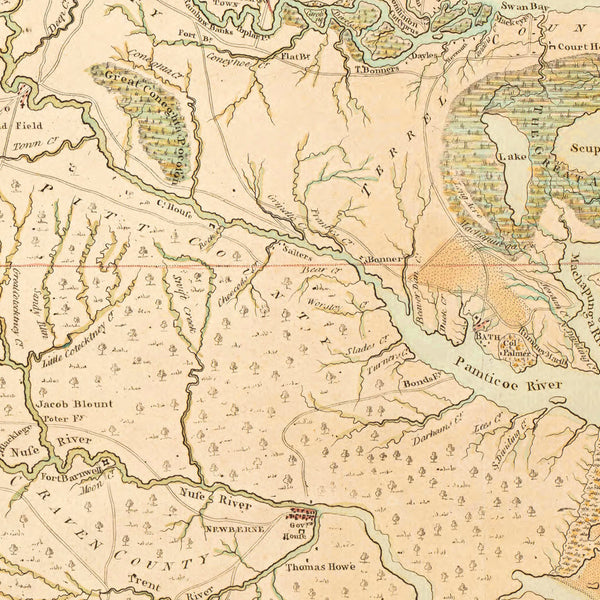 North Carolina, 1770, A Compleat Map, John Collet