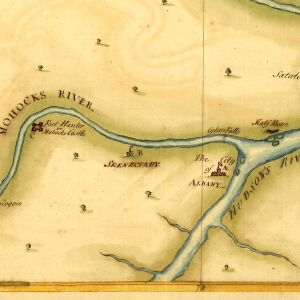 New York, 1750, Mohawk Valley, Lake Ontario, Lake Champlain, Manuscript Map