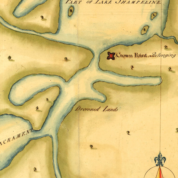 New York, 1750, Mohawk Valley, Lake Ontario, Lake Champlain, Manuscript Map