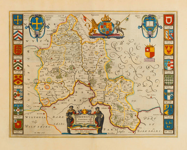 Oxford, 1645, Oxonivm Comitatus, Oxford Shire, Blaeu Map