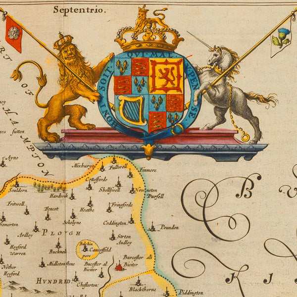 Oxford, 1645, Oxonivm Comitatus, Oxford Shire, Blaeu Map