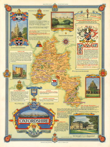 Oxfordshire, England, WWII Era Map