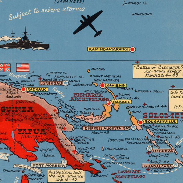 Pacific, 1944, Asian & Pacific Theater, WWII Pictorial Map