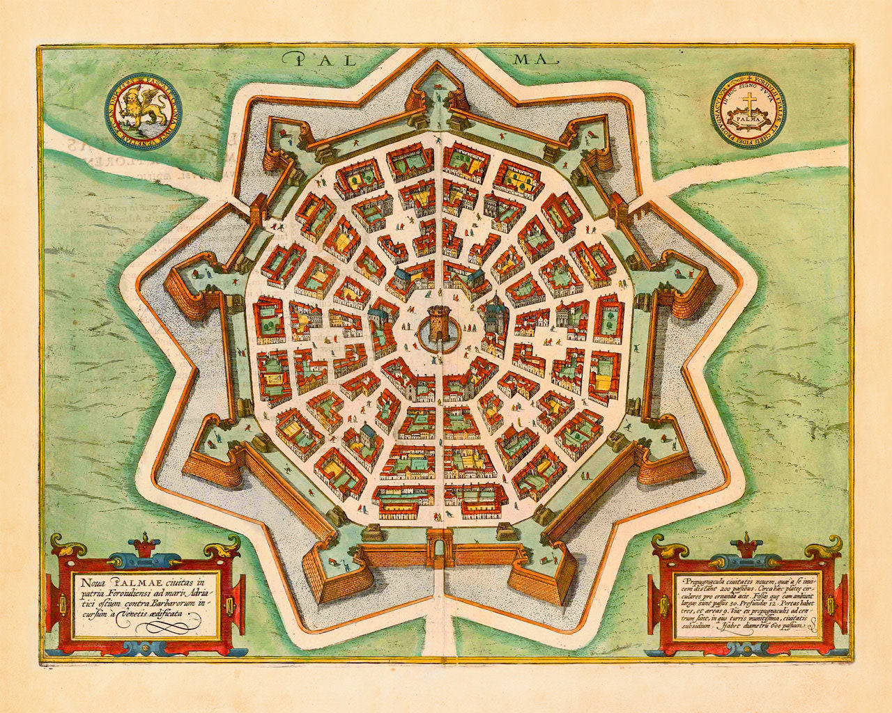 Palmanova, Italy, 1593, Palma, Braun & Hegenberg Plan | Battlemaps.us