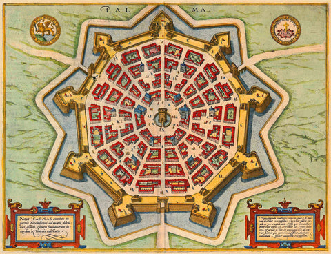 Italy, 1593, Palmanova, Palma, Braun & Hegenberg, City Plan (II)