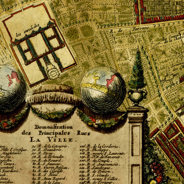 Paris, 1690, Lutetiae Parisiorum, Rochefort, La Feuille, City Plan