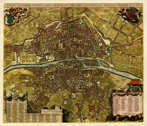 Paris, 1690, Lutetiae Parisiorum, Rochefort, La Feuille, City Plan