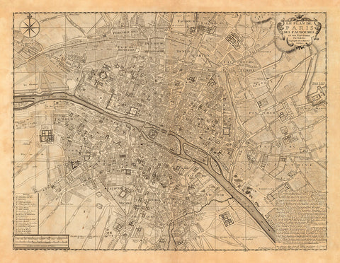 Paris, 1717, Plan de Paris ses Faubourgs et ses Environs, de Fer