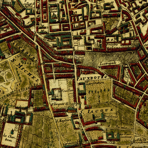 Paris, 1690, Lutetiae Parisiorum, Rochefort, La Feuille, Framed City Plan