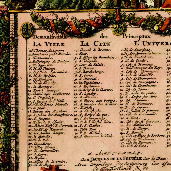 Paris, 1690, Lutetiae Parisiorum, Rochefort, La Feuille, Framed City Plan