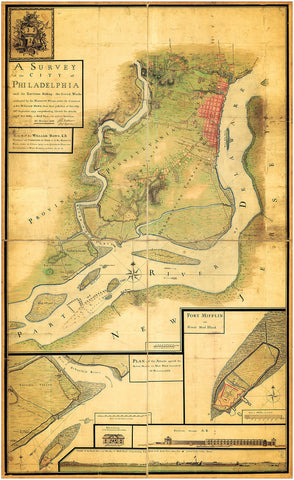 Philadelphia, 1777, Fort Mifflin, Mud Island Attacks, Delaware River, Revolutionary War Map