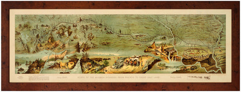 Utah, 1846-1847, Route of the Mormon Pioneers, Panoramic Pictorial Map, Framed