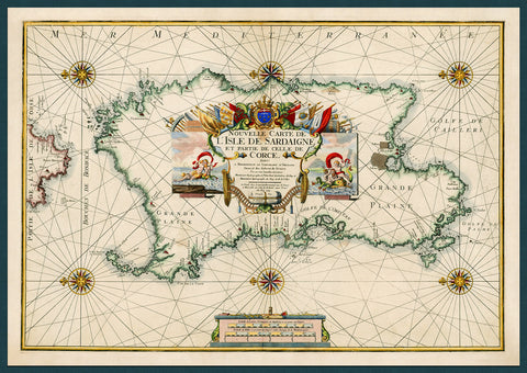 Sardinia, 1719, Sardegna, Sardigna, Sardaigne, Michelot & Bremond Map